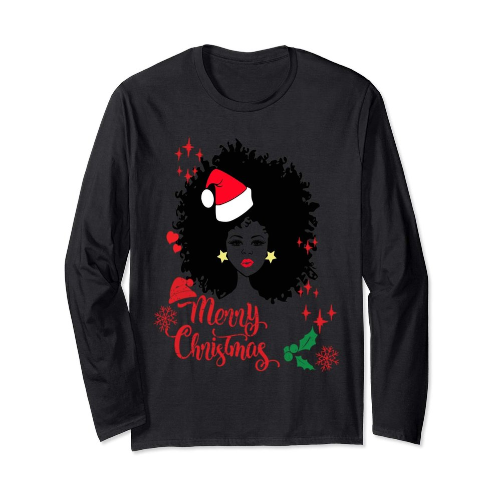American African Christmas Santa Claus Long Sleeve T-Shirt