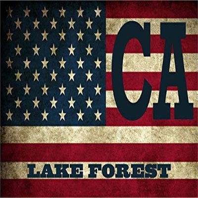 Lake Forest CA California Orange County Vintage US Flag Decal Bumper Sticker 3M Vinyl 3" x 5"