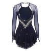 Figure Skating Dress Women Competition Open Back Skating Skirt,Dark Blue,16 view 2