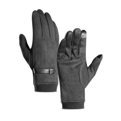FUFU Gloves Running Gloves Touch Screen Non-Slip Waterproof Windproof Sports Winter Gloves Thick Cotton Warm Gloves (Color : Gray)
