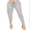 FashionJOA Causal Lightweight Solid Comfy Elastic Drawstring Waist Pocket Jogger Pants Heather Grey L view 1