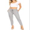 FashionJOA Causal Lightweight Solid Comfy Elastic Drawstring Waist Pocket Jogger Pants Heather Grey L view 4