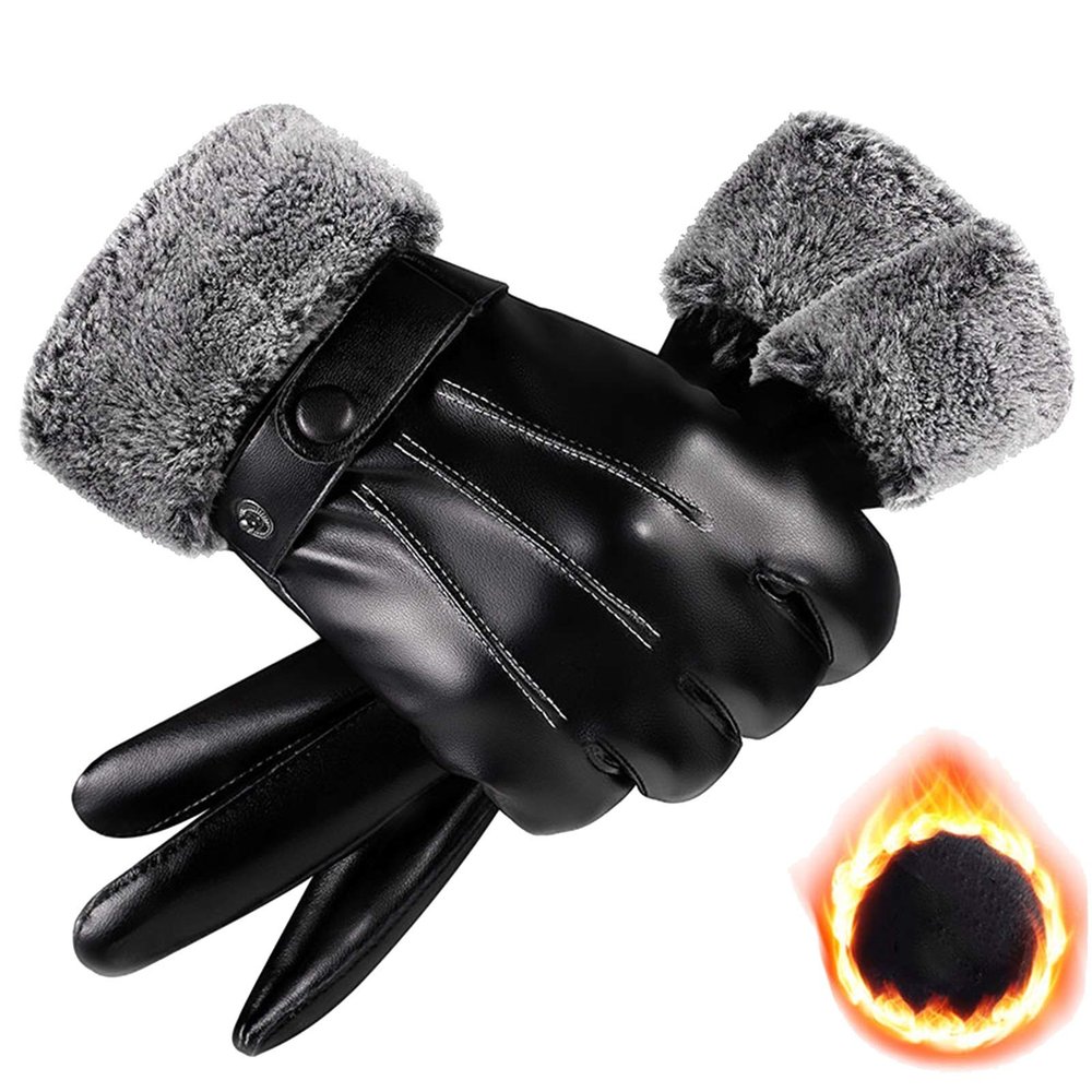 FUFU Gloves Winter Warm Gloves Soft Wool Lining Gloves Cold Weather Outdoor Recreational Driving (Color : C)