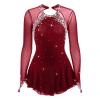 Figure Skating Dress Women Competition Open Back Skating Skirt,Red,14 view 1
