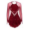 Figure Skating Dress Women Competition Open Back Skating Skirt,Red,14 view 2