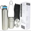 Gearland Canteen Stainless Steel Water Bottle with Nested Camping Cup and Lid for Bug Out Bag, Bushcraft Gear, Metal Canteen with a Wide Mouth Water Bottle and Mess Kit view 1