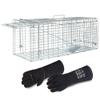 ANT MARCH Live Animal Cage Trap with Gloves 37"x13.5"x14.5" Large Steel Humane Release Rodent Cage for Rabbits, Stray Cat, Squirrel, Raccoon, Mole, Gopher, Opossum, Skunk, Chipmunks, Groundhog Squire view 1