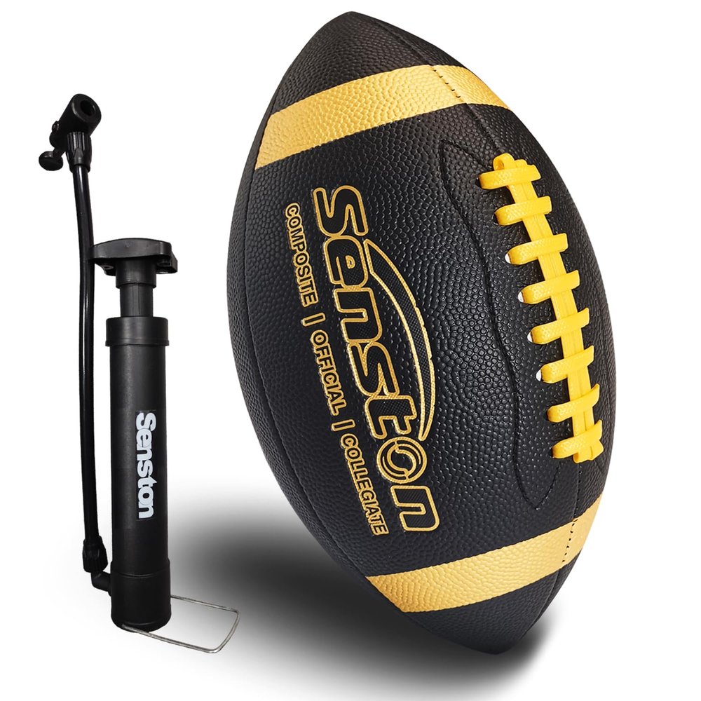 Senston Football Official Size 9/ Premium Composite Leather High School Size Football with Pump