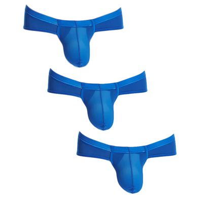 Andongnywell 3 Pack Men's Pure color sexy Underwear Ultra Soft Comfy transparent Briefs Knickers panties trouser (Blue,Large)