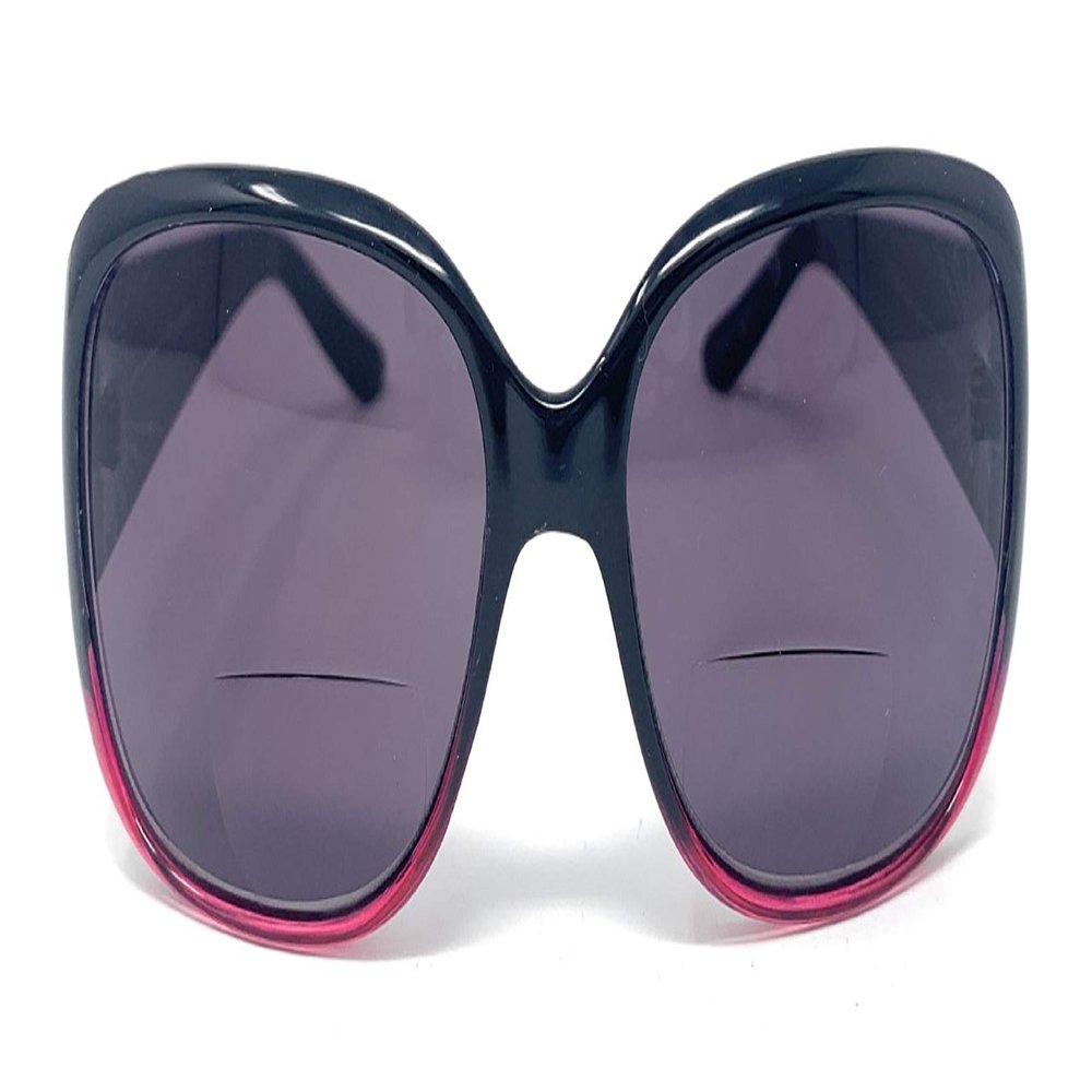 The Pizzazz Bifocal Sun Readers for Women, Colorful Two Tone Reading Glasses, Ombre Bi Focal Sunglasses Ladies + 2.50 Black and Pink Ombre