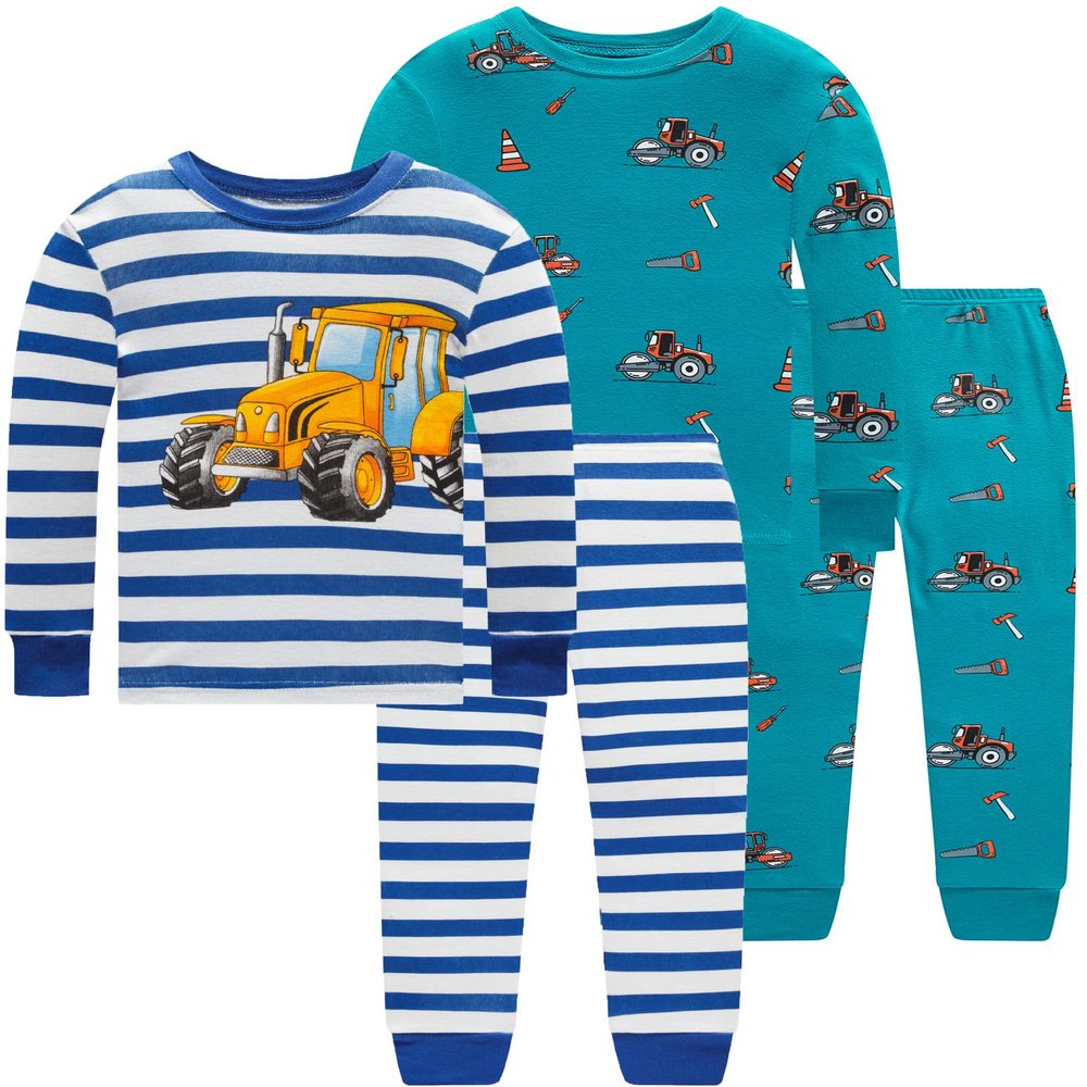 Dolphin&Fish Boys Pajamas Car Pjs Kids Sleepwear Toddler Clothes Size 2T Stripe Blue