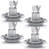 Wealers Unique Complete Messware Kit Polished Stainless Steel Dishes Set| Tableware| Dinnerware| Camping| Buffet| Includes - Cups | Plates| Bowls| Cutlery| Comes in Mesh Bags (4 Person Set) (Orange) view 2