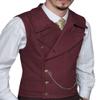 Tuikayoo Mens Suit Vest Suede Double Breasted Classic Groomsmen Wedding Waistcoat Leather Big Lapel(Medium, Burgundy) view 1