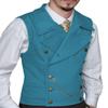 Tuikayoo Mens Suit Vest Suede Double Breasted Classic Groomsmen Wedding Waistcoat Leather Big Lapel(Medium, Burgundy) view 2