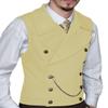 Tuikayoo Mens Suit Vest Suede Double Breasted Classic Groomsmen Wedding Waistcoat Leather Big Lapel(Customized Size, Yellow) view 1