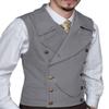 Tuikayoo Mens Suit Vest Suede Double Breasted Classic Groomsmen Wedding Waistcoat Leather Big Lapel(Customized Size, Yellow) view 3