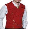 Tuikayoo Mens Suit Vest Suede Double Breasted Classic Groomsmen Wedding Waistcoat Leather Big Lapel(Medium, Red) view 1