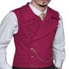 Tuikayoo Mens Suit Vest Suede Double Breasted Classic Groomsmen Wedding Waistcoat Leather Big Lapel(Medium, Red) view 2