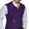 Tuikayoo Mens Suit Vest Suede Double Breasted Classic Groomsmen Wedding Waistcoat Leather Big Lapel(Small, Dark Purple) view 1