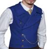 Mens Suit Vest Suede Double Breasted Classic Groomsmen Wedding Waistcoat Leather Big Lapel(X-Large, Royal Blue) view 1
