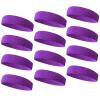 TOPTIE 12 PCS Sweat Headbands, Sports Headband Moisture Wicking Athletic Cotton Terry-Purple view 1