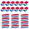 TOPTIE 36 PCS Sweatbands Set, Cotton Sports Sweat Band (12 Headbands & 24 Wristbands)-Red/White/Blue view 1