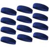 TOPTIE 12 PCS Sweat Headbands, Sports Headband Moisture Wicking Athletic Cotton Terry-Navy view 1