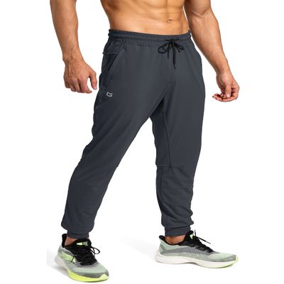 G Gradual Men's Sweatpants with Zipper Pockets Athletic Pants Traning Track Pants Joggers for Men Soccer, Running, Workout(Grey,L)