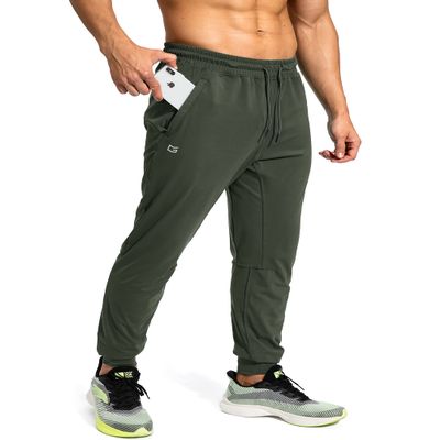 G Gradual Men's Sweatpants with Zipper Pockets Athletic Pants Traning Track Pants Joggers for Men Soccer, Running, Workout(Olive Green,S)