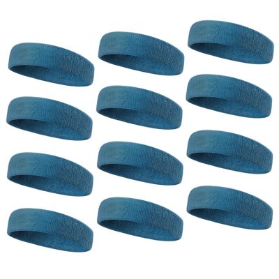TOPTIE 12 PCS Sweat Headbands, Sports Headband Moisture Wicking Athletic Cotton Terry-Dark Teal