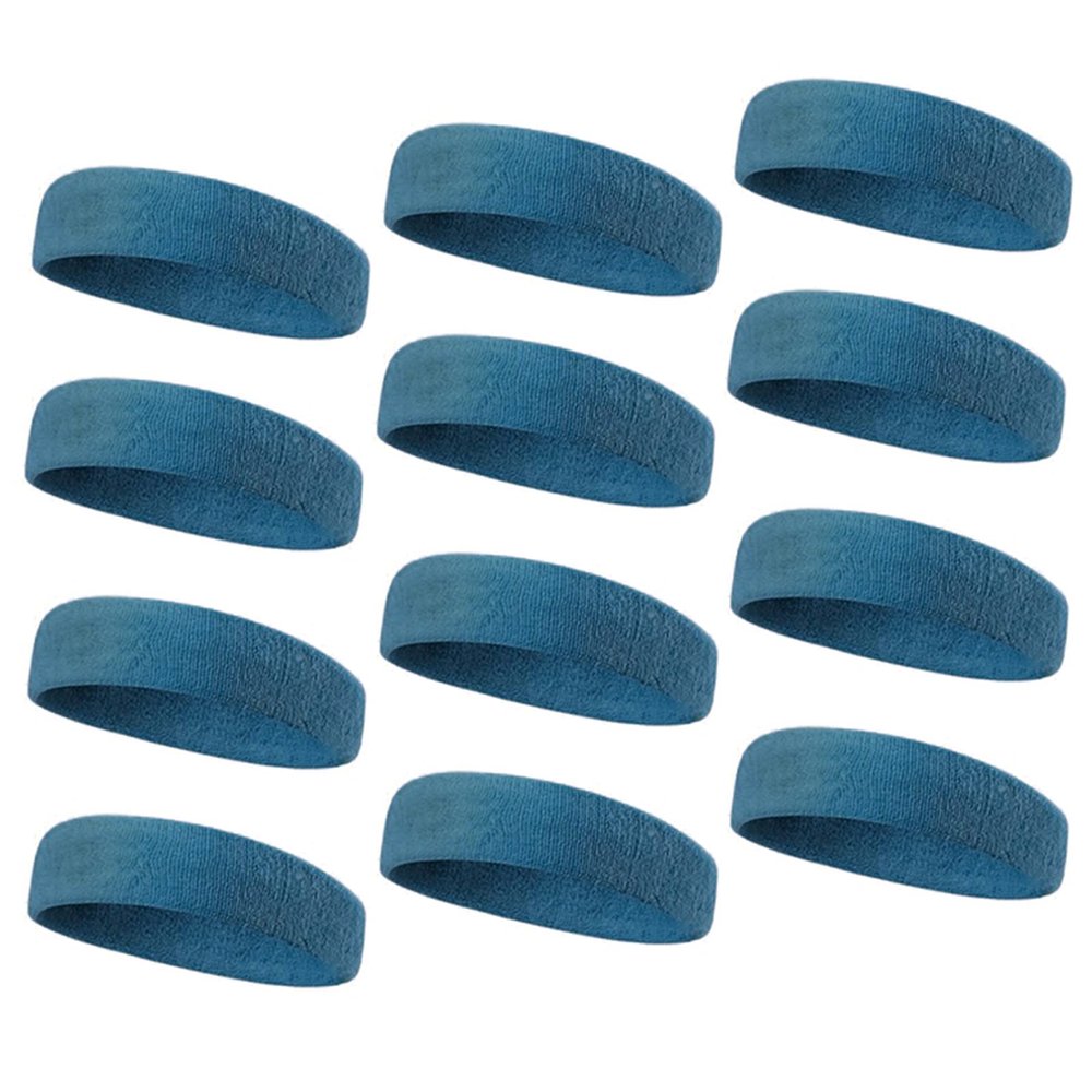 TOPTIE 12 PCS Sweat Headbands, Sports Headband Moisture Wicking Athletic Cotton Terry-Dark Teal