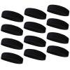 TOPTIE 12 PCS Sweat Headbands, Sports Headband Moisture Wicking Athletic Cotton Terry-Black view 1