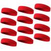 TOPTIE 12 PCS Sweat Headbands, Sports Headband Moisture Wicking Athletic Cotton Terry-Red view 1