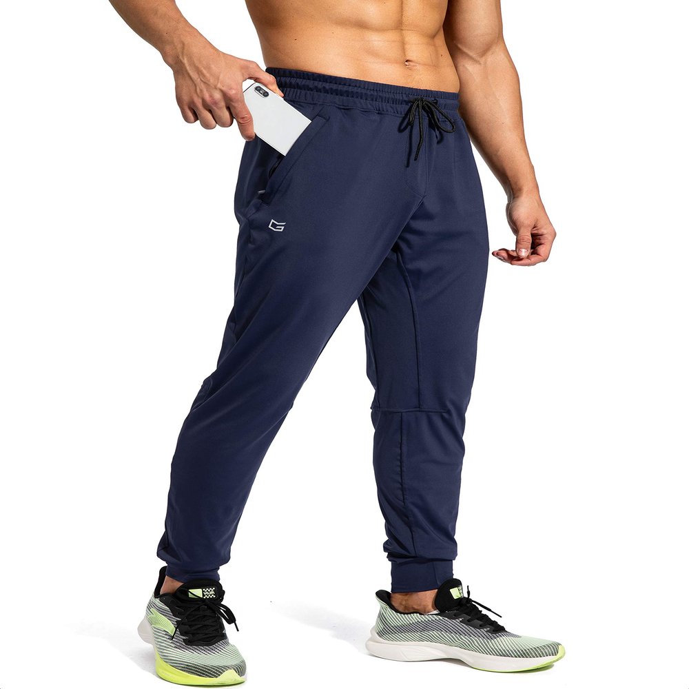 G Gradual Men's Sweatpants with Zipper Pockets Athletic Pants Traning Track Pants Joggers for Men Soccer, Running, Workout(Navy,XXL)