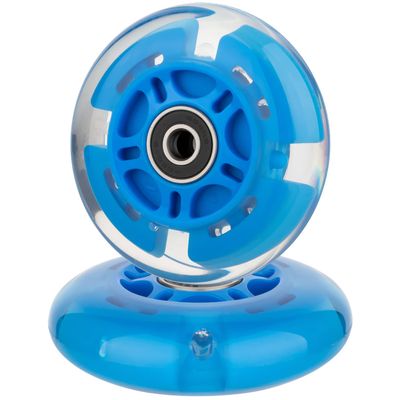 AOWESM 80mm Light Up Scooter Wheels L.E.D.Flashing 3-Wheel Kick Scooter Rear Replacement Wheels for Kick Push Scooters, Inline Skates, Micro Kickboard, Luggage and more (2-Pack) (Blue)