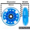 AOWESM 80mm Light Up Scooter Wheels L.E.D.Flashing 3-Wheel Kick Scooter Rear Replacement Wheels for Kick Push Scooters, Inline Skates, Micro Kickboard, Luggage and more (2-Pack) (Blue) view 3