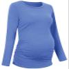 Chuanqi Womens Maternity Shirt Fall Long Sleeve Crew Neck T-Shirts Pregnancy Clothes Side Ruched Tunic Tops A-Blue view 2