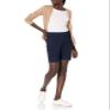 Amazon Essentials Women's Mid-Rise Slim-Fit 10" Inseam Bermuda Khaki Shorts, Navy, 2 view 4