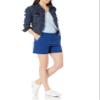 Amazon Essentials Women's Mid-Rise Slim-Fit 5 Inch Inseam Khaki Shorts (Available in Straight and Curvy Fits), Blue, 8 view 4