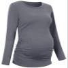 Chuanqi Maternity Shirt Side Button and Ruched Tunic Tops Maternity Long Sleeve T-Shirts (Grey, X-Large) view 3