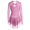 Figure Skating Dress Women Long Sleeve Competition Costume,Blushing Pink,S view 2