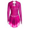 Figure Skating Dress Women Long Sleeve Competition Costume,Rose red,L view 2