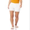 Amazon Essentials Women's Mid-Rise Slim-Fit 5 Inch Inseam Khaki Shorts (Available in Straight and Curvy Fits), White, 16 view 1