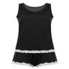 iiniim Women's Pajama Set Sleeveless Slips Tank Tops and Short Two Piece PJs Nightwear Comfy Loungewear Black M view 4