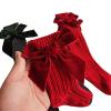 Baby Girls Knee High Socks With Bows - Long Tube Ruffled Uniform Stockings, Infant Toddler Ribbed Knit (Christmas Ankle 2-Pack, 0-12 Months) view 4