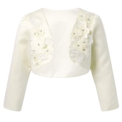 YiZYiF Kids Girl's Long Sleeve Bolero Shrug Jacket Dress Coat Open Cardigan Flower Girl Dress Cover Up 01 Champagne 6