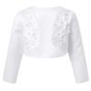YiZYiF Kids Girl's Long Sleeve Bolero Shrug Jacket Dress Coat Open Cardigan Flower Girl Dress Cover Up 01 White 3 view 1