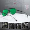 ATTCL Men's Fashion Driving Polarized Sunglasses UV Protection Metal Frame 2033 Black/Green mirrored view 4