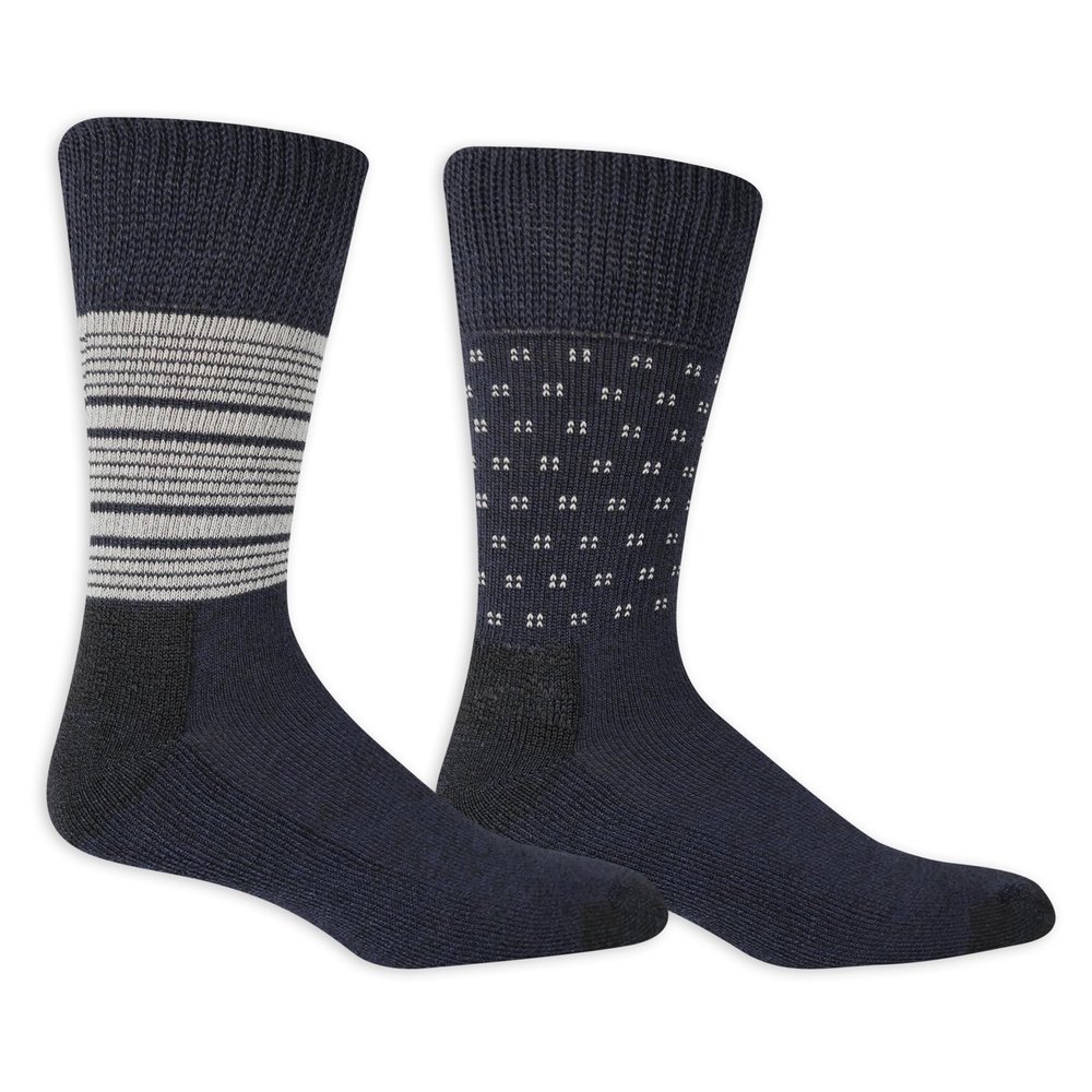 Dr. Scholl's Men's Advanced Relief Blisterguard - 2 & 3 Pair Packs Sock, Blue Multi-stripe, 6.5-12 US