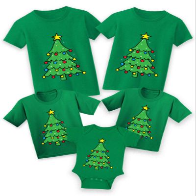 Christmas Shirts for Family - Green Christmas Tree Xmas Tshirt for Matching Women Men Kid Toddler Baby Baby 12M